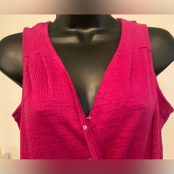Universal Thread Sleeveless Surplice Wrap Top. Color: Pink (fuchsia tone) - Picture 5 of 9